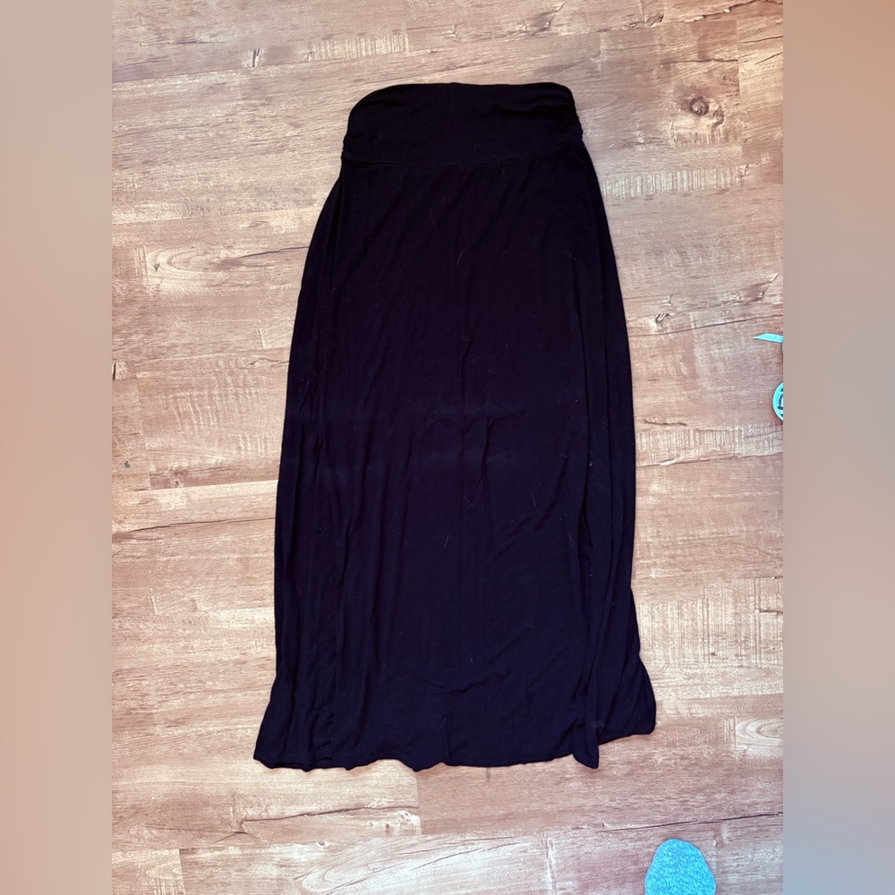Merona Ruched Waist Black Midi Skirt